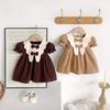 Baby Girls Cotton Dress Short Sleeve Solid Color Princess Style Toddler Casual Wear