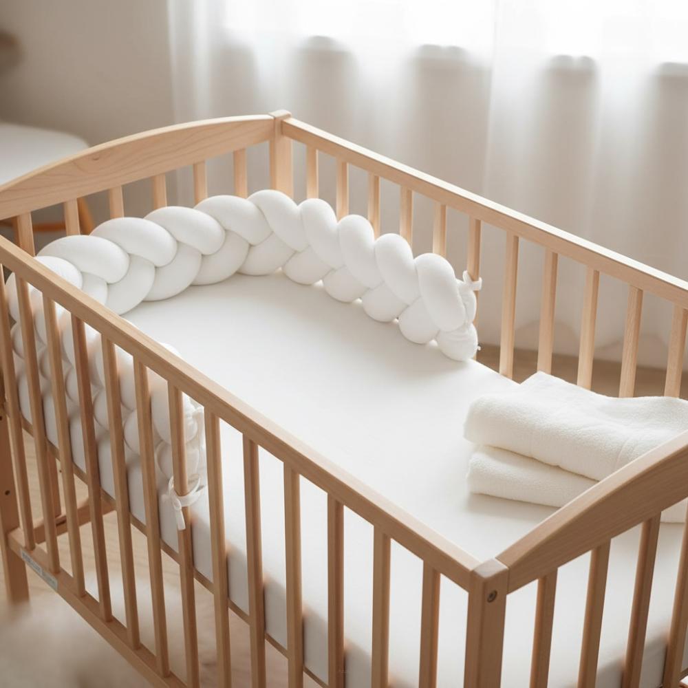 Braided Velvet Cot Bumper 180cm (cream)