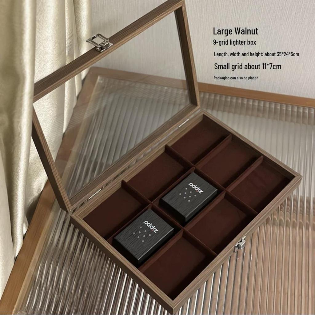 Windproof Lighter Display & Storage Box, Transparent Dustproof Cover, Large Capacity