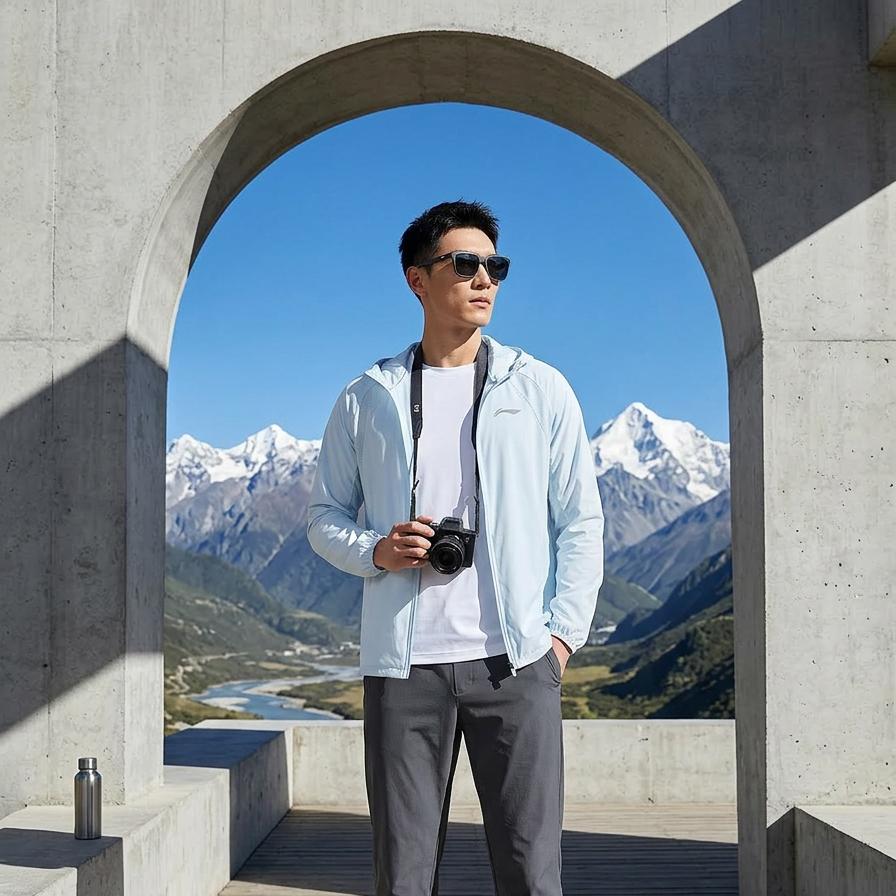 Li Ning Leichter atmungsaktiver Kapuzen-Design Mode Lässig Tragbar Sport Windjacke Herren Oberbekleidung AFDV519-3