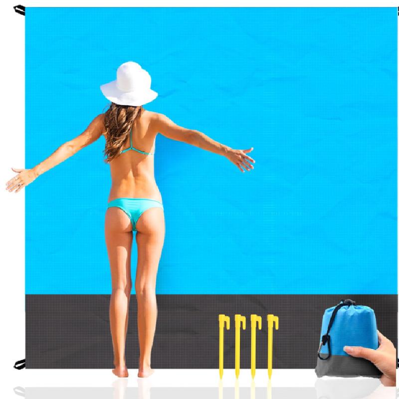 2x2.1m Waterproof Pocket Beach Blanket Folding Camping Mat Mattress Portable Lightweight Mat Outdoor Picnic Mat Sand Beach Mat