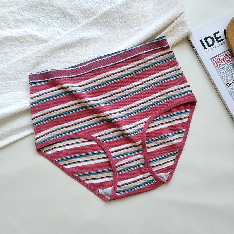 

Plus Size Women s High-Waisted Ribbed Cotton Triangle Panties XXL (waist=36cm)