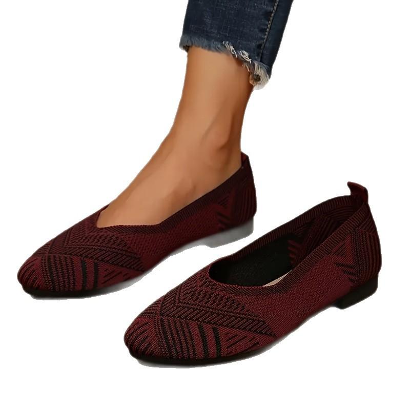 Large size striped soft-soled Doudou shoes for women's 2025 spring and summer new fly-woven breathable flats for children's grandma shoes