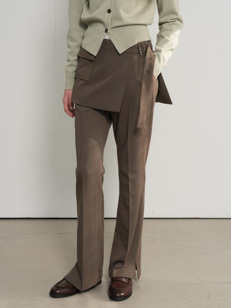 GENERALIDEA Skirt Layered Bootcut Slacks [Taupe] / Gf1Lpt502