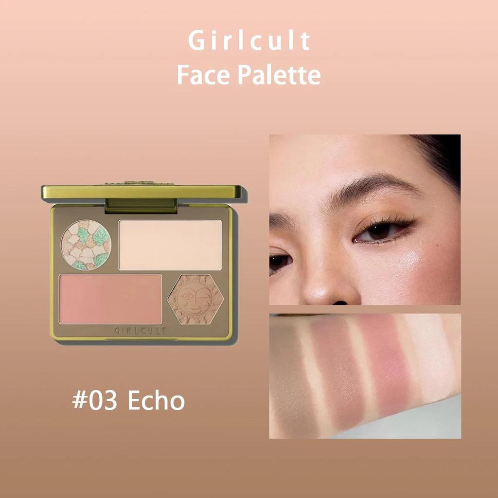Girlcult Face Palette(02 03),Smooth Powder,Fine-Milled,Minimal Fallout,Highly Pigmented,All-in-One Face Makeup,Beginner-Friendly