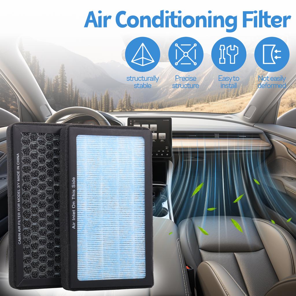 HEPA Air Filter for Model Y 2020–2025 Model 3 2016-2026 Cabin Air Filter with Activated Carbon 4 Stage Filtration Structure