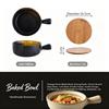 Ceramic Baking Bowl with Handle, Japanese Style Heat Resistant Deep Bowl Microwave Oven Safe Kitchen Food Bowl for Soup Salad Pasta Dessert Dinnerware