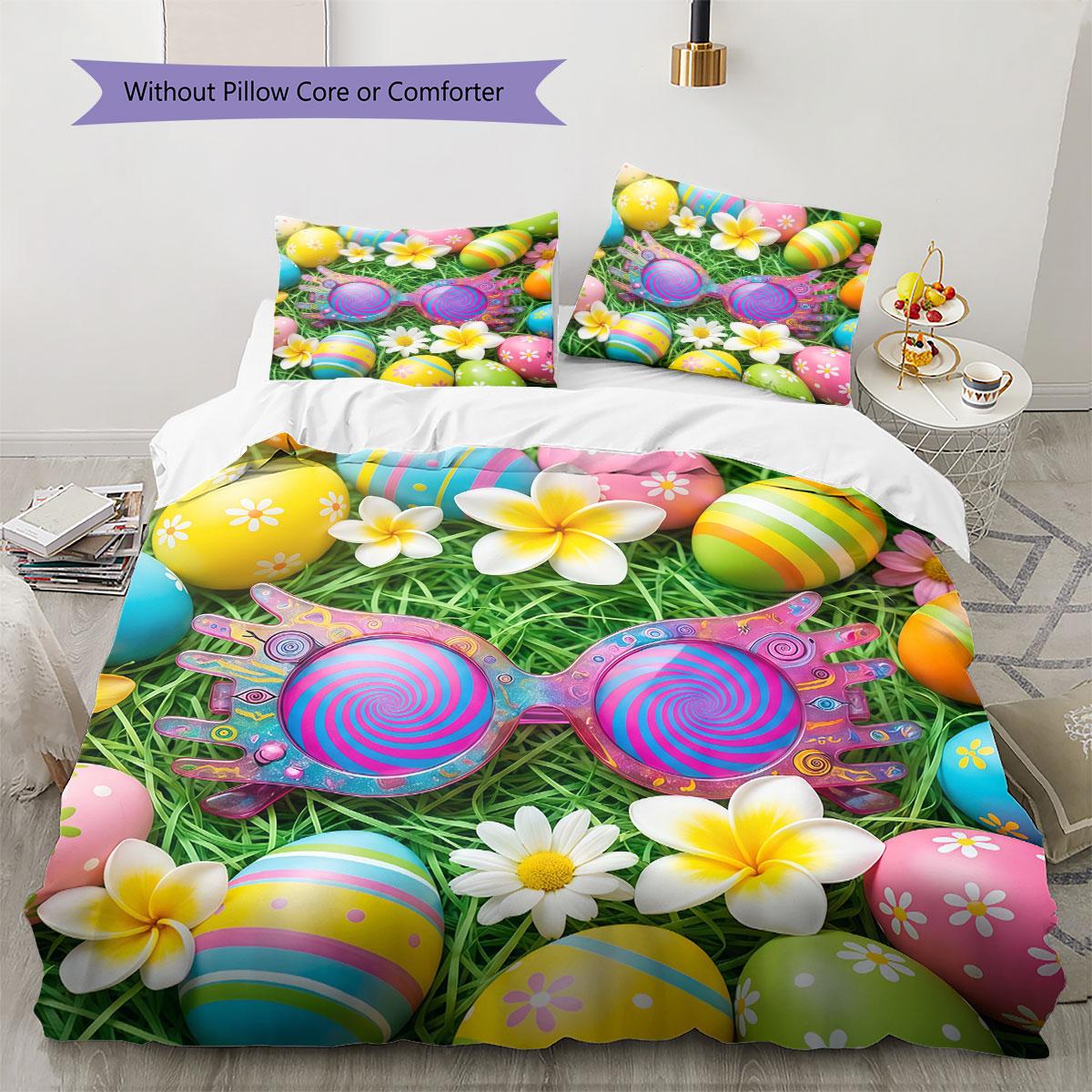 

Magical Easter Egg Pattern Bedding Quilt Set Quilt Cover Pillowcase Home Decoration Birthday Gift (1 * duvet cover + 2 * pillowcase, without core) 135x200cm