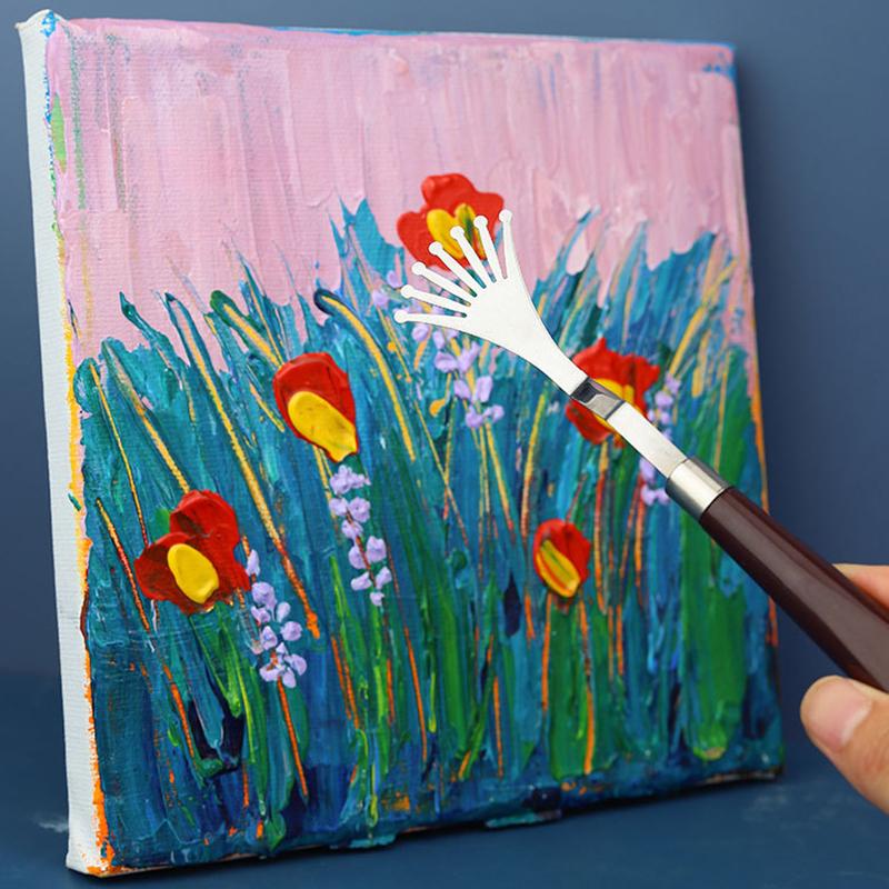 Special-Shaped Mahogany Handle Stainless Steel Spatula Kit Palette Gouache