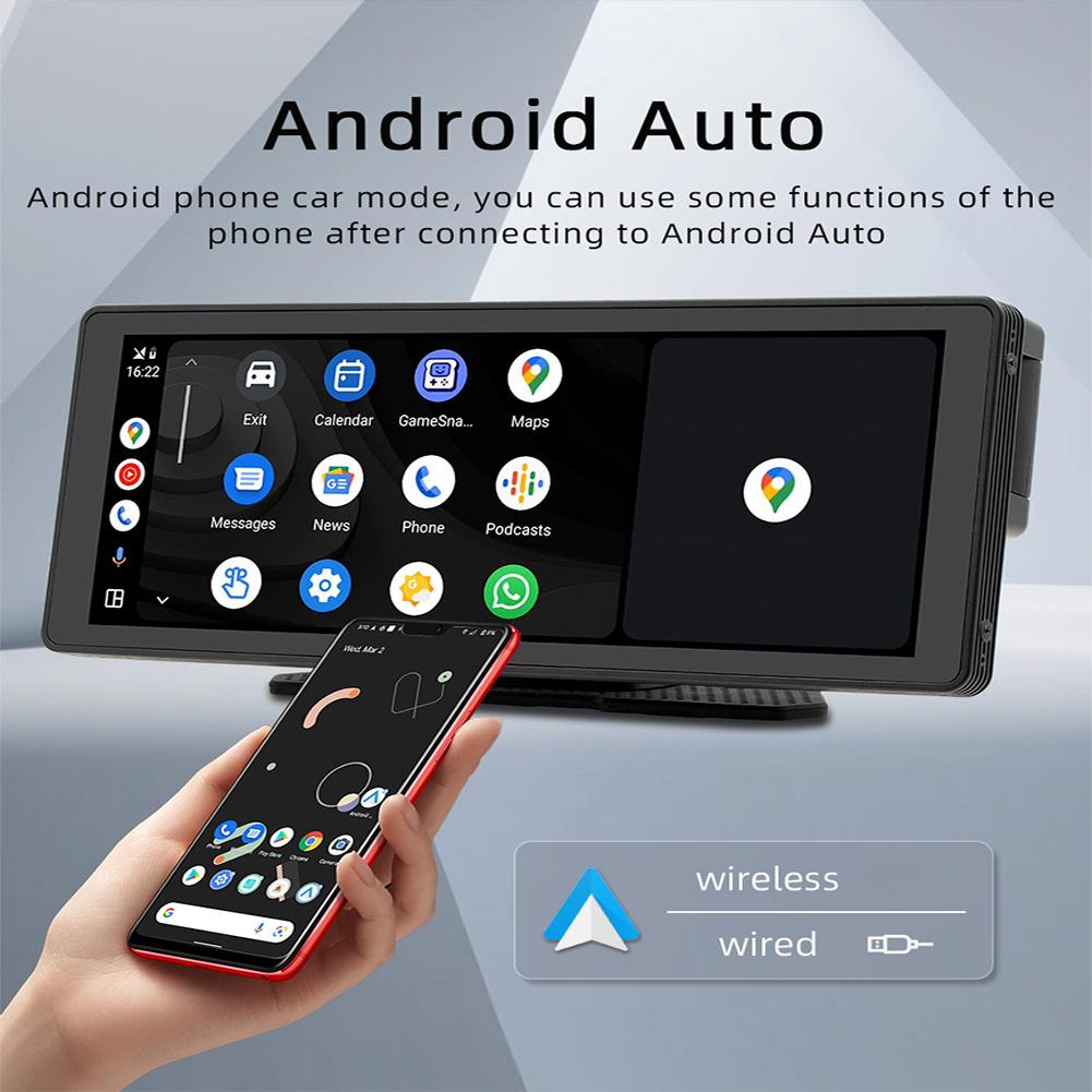 10.26" Wireless Portable Screen For Car, HD IPS Display Screen, Car Audio Receivers With Convertible Camera, Car Multimedia Player Compatible For