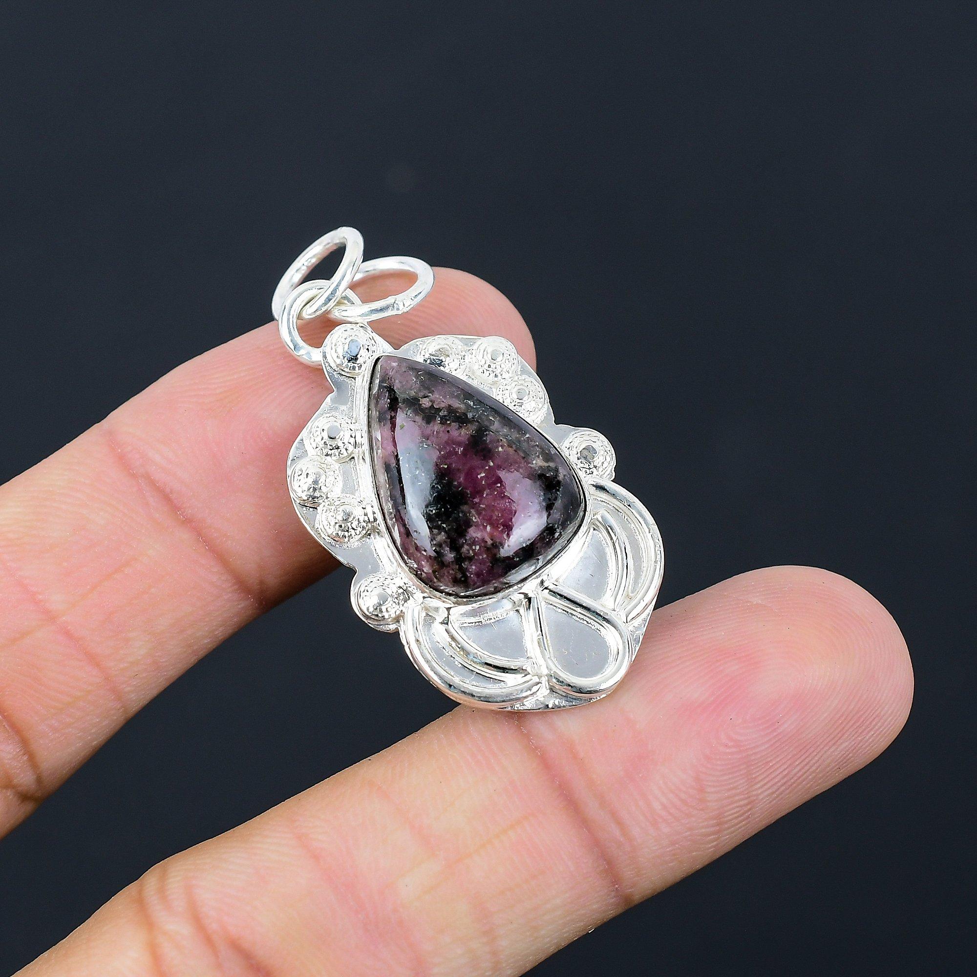 

Friendship Day Deal Heart Chakra Rhodonite Stone New Pendant 925 Sterling Silver