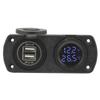 Termometru Volmetru Încărcător Auto USB Dublu 12V Priza de Alimentare Soclu Brichetă Albastru