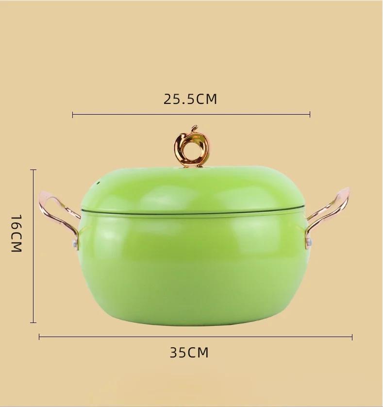 Double Ear Stew Pot,Large Capacity Non-Stick Cooking Pot, 8L, Fine Iron,  Home Health Pot, Apple, New