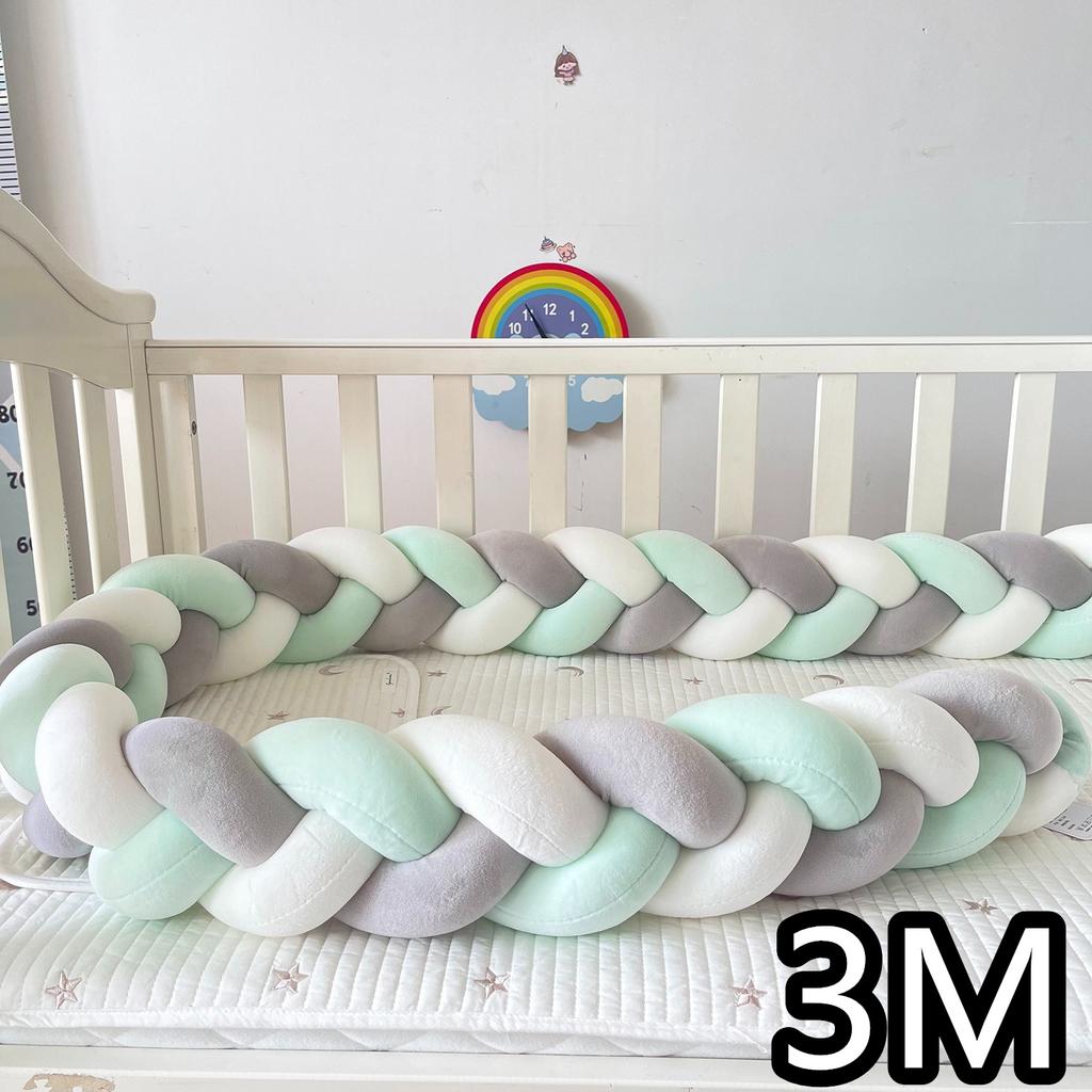 1M/2M/3M/4M  Baby Crib Bumper Protector Bed Braid Knot Cushion for Infant Kids Shares Toddler Baby Bed Bumpers in Crib Newborn