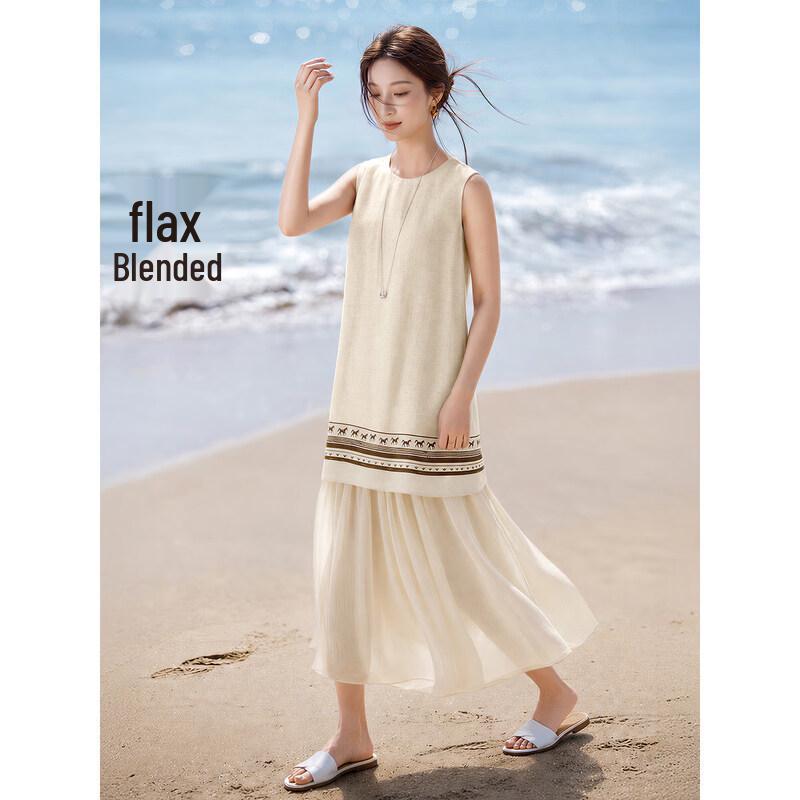 Mohan Yimei Bohemian Linen-Feel A-Line Vacation Dress XL