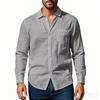 Summer Thin Men's Long Sleeve Button Down Shirt Casual Loose Fit Solid Color Pocket Shirts Male Daily Streetwear Blouse