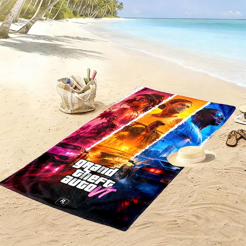 GTA Pride Print Beach Towel, Large Soft Quick Dry Towel for Beach Camping Swimming