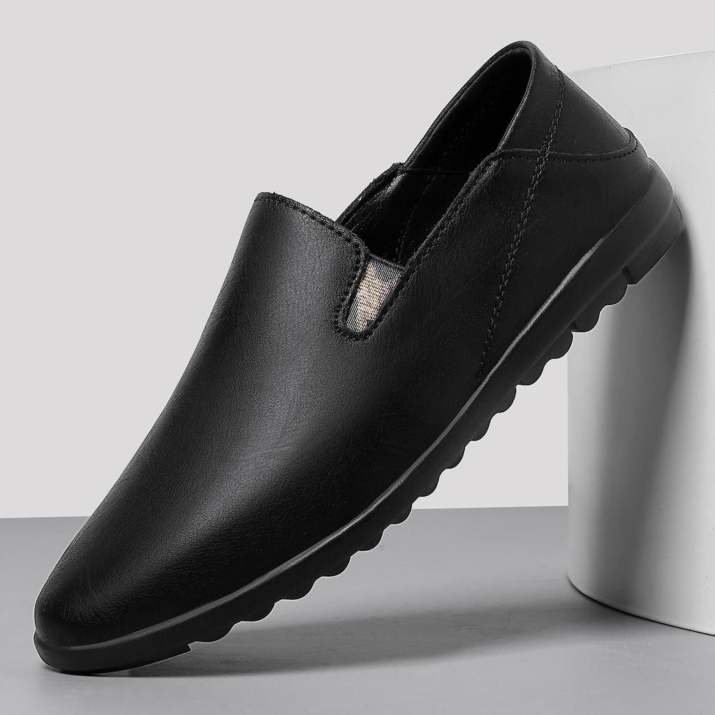 Mode 2024 Nya Herr Sommar Loafers Skor Äkta Läder Mjuka Herr Casual Slip-on Utskurna Skor Kohud Sommar Loafers