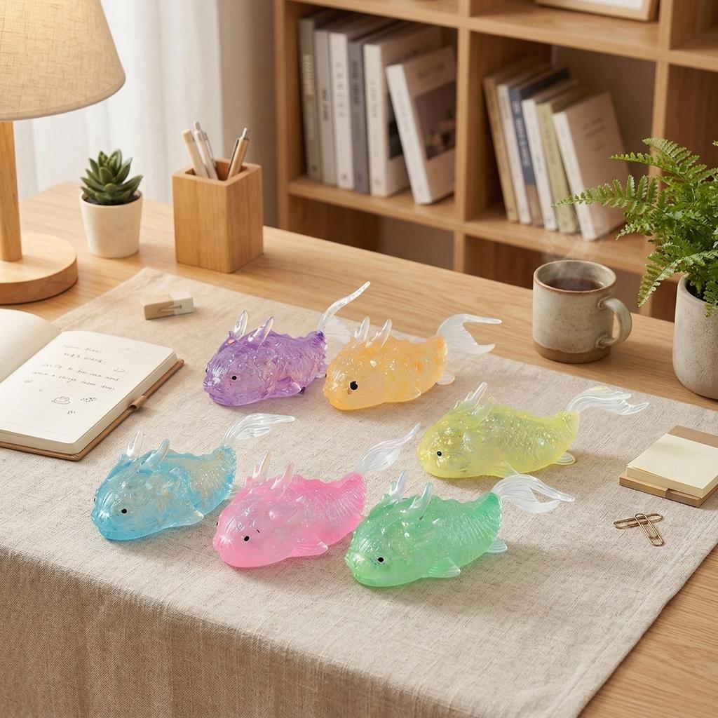 Fish Maltose Toy, Soft Marbled Stress Relief Toy With Stretchable Texture For Kids And Adults