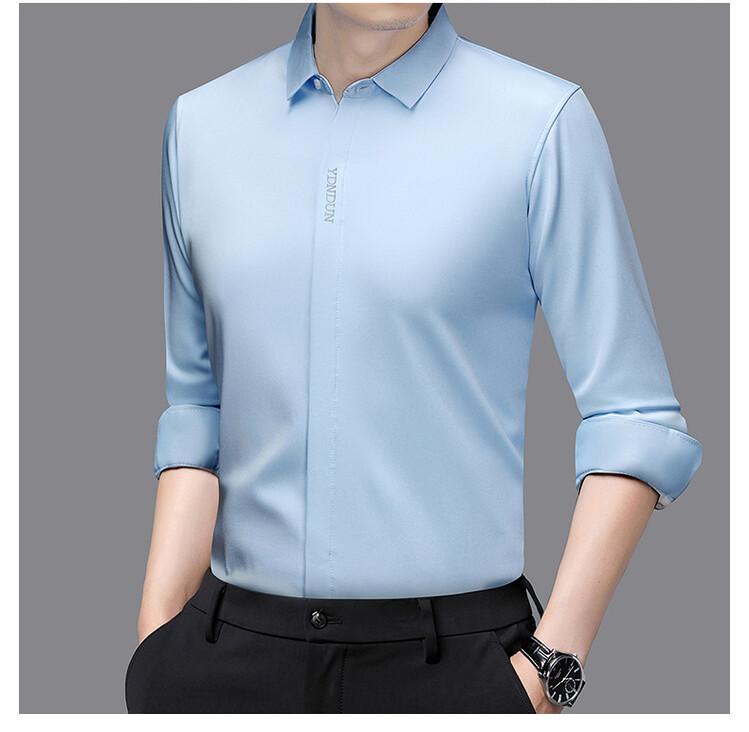 Men's Business Casual Long Sleeved Solid Color Shirt Wrinkle Resistant Wrinkle Free Comfortable All Season Versatile Top