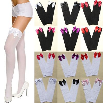 Sexy Thigh-High Bow Stockings for Women Pantyhose Breathable Black White Stocking Thigh Over Knee Stockings Cosplay Gifts