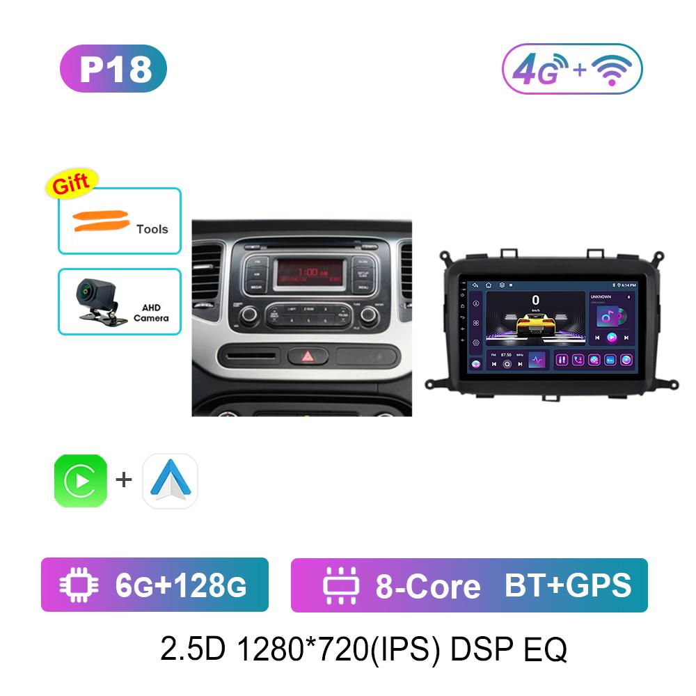 9'' Car Radio Multimedia Player for Kia Carens RP 3 III 2013 - 2018 GPS Navigation WiFi BT Android System 4G Carplay Head Unit
