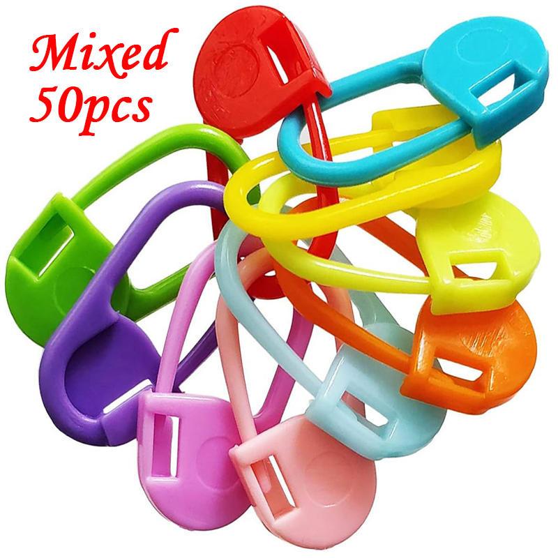 20/50/100 ks Mix barev DIY Pletací nástroj na svetry Řemeslná šicí jehla Plastové zamykací značky stehů Háčky na háčkování