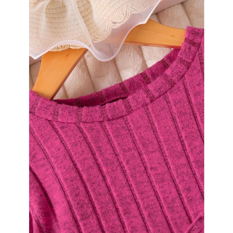 Chic Girls' Bow-Knot Long Sleeve Dress & Pants Set - Cozy Fleece-Lined, Solid Color, Machine Washable - Perfect for Fall/Winter, Perfect for Outdoor