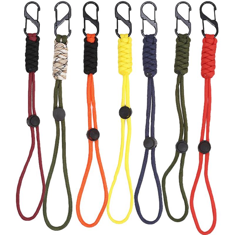 4PCS Hand Woven Umbrella Rope Keychain Wrist Strap Outdoor Car Key Hanging Cord Portable Durable Wear-resistant External Buckle
