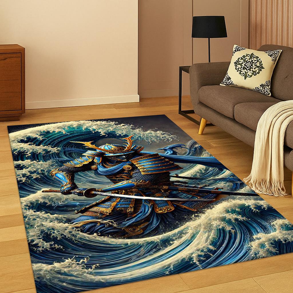 

3D Японський Самурай Бушідо Катана Мультяшний Килим Килимок для Вітальні Дивана Домашньої Спальні Доріжка Декор, Дитяча Ігрова Нековзна Зона 100x150cm