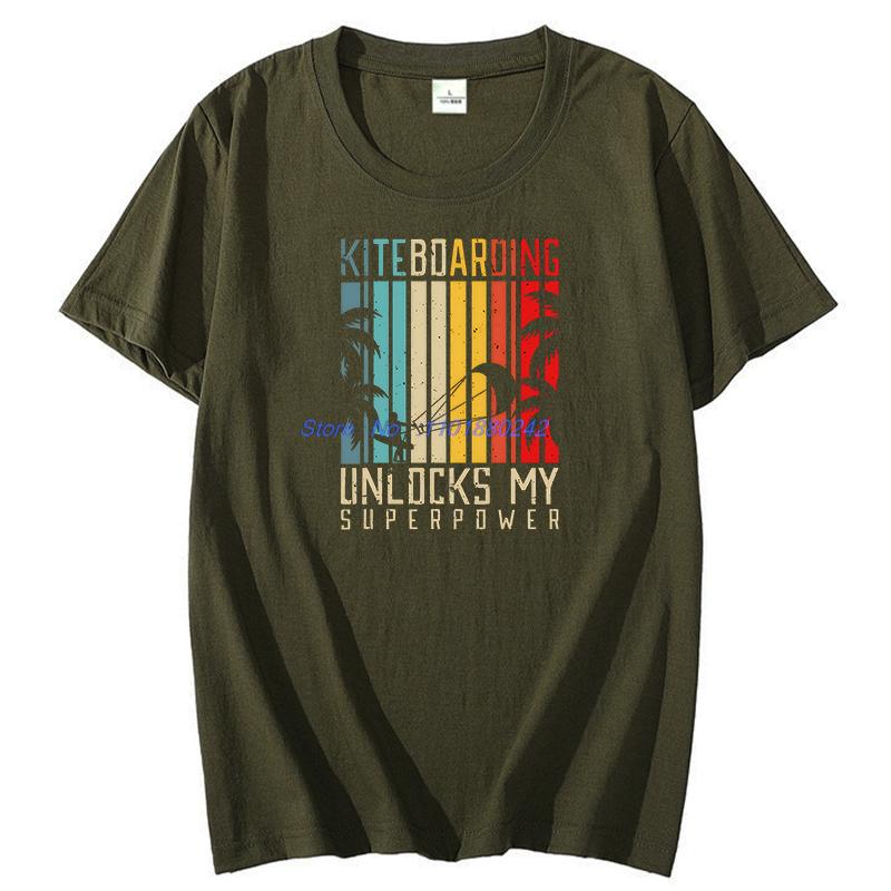 Vintage Kiteboarding Kitesurfing Funny Graphic T Shirts Birthday Gifts Tshirt Cotton Short Sleeve Tshirts Mens Print T Shirt