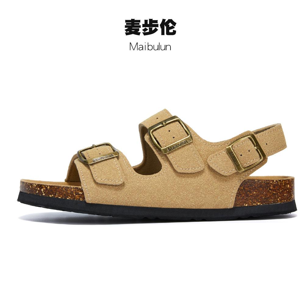 Fashion Gladiator Rear Strap Cork Sandals Women Thicken Soled Brand Couples Travel Beach Sandales Flat Shoes Buckle Belt Clogs Sandalias