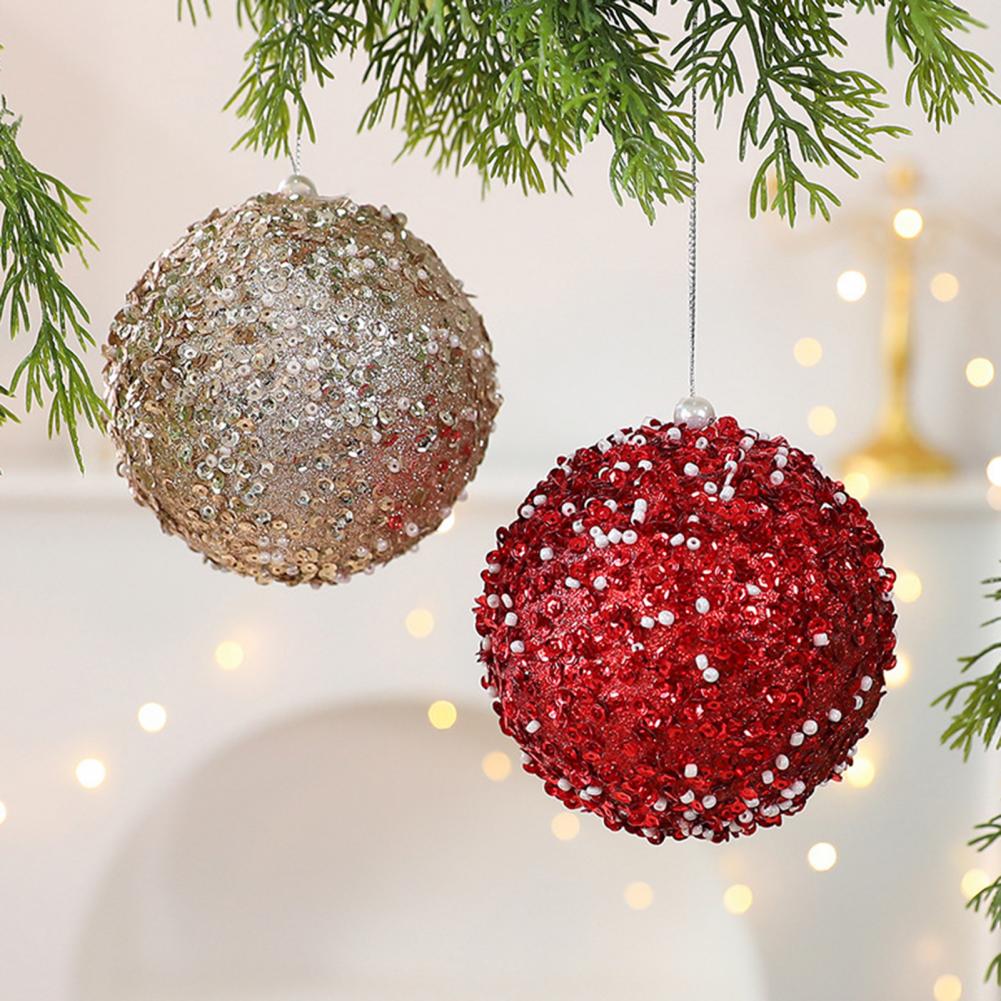 Shatter-proof Foam Ball Ornaments Shimmering Christmas Ball Ornaments Set Glitter Sequin Shatterproof Foam Balls with for Xmas
