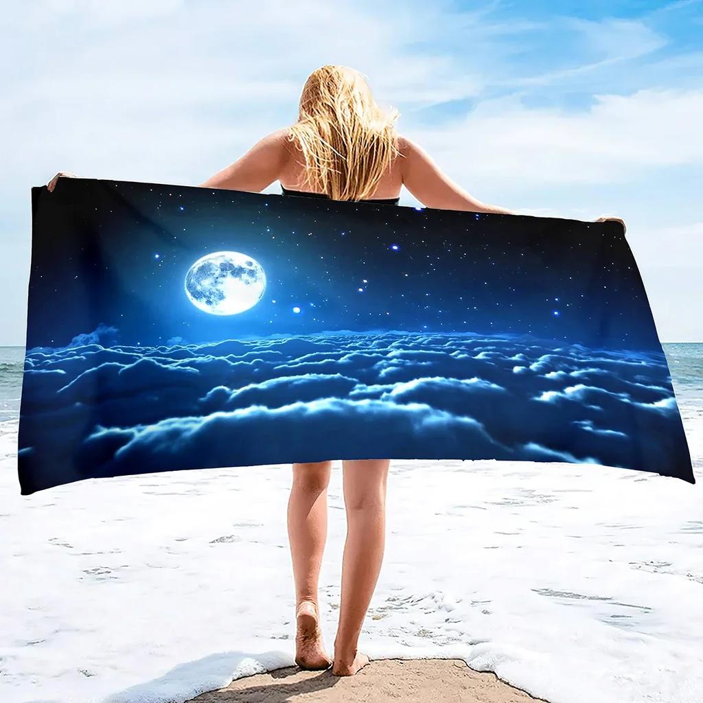 Mond Strandtuch Saugfähig Schnelltrocknend Sandfrei Übergröße Extragroß Mikrofaserhandtuch für Damen Herren Reisen Camping Fitnessstudio Pool Schwimmen