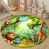 Trendy Round Sun Multicolor Floor Rug, Non-Slip Floor Mat for Hallway
