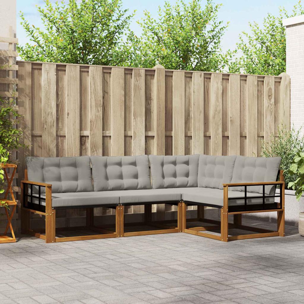 Outdoor Sofa Set with Cushions 4 pcs Natural and Light Grey