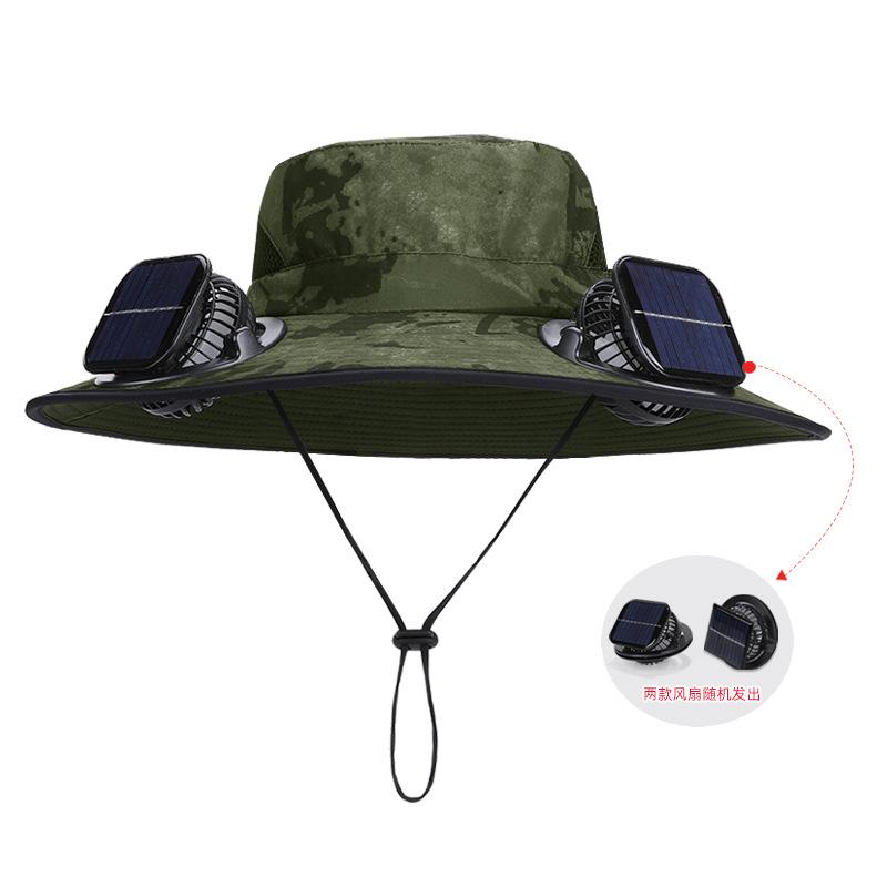 Solar Double Fan Hat Ink Eaves Sun Protection Hat Men's Outdoor Mountaineering Breathable Bucket Hat Fishing Visor