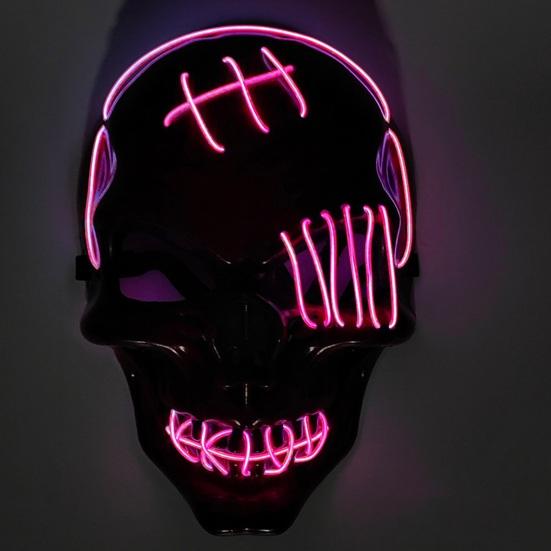 Halloween LED Face Cushion Scary Skull Full Face Cushion Light Up Neon Cosplay Costume Accessory for Parties Raves Festivals