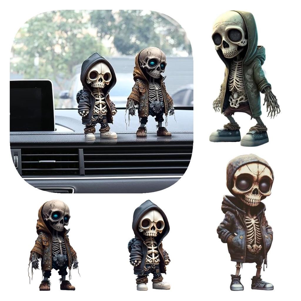 Żywiczna Lalka Czaszka na Halloween Dekoracja Modny Street Skull Design Do Domu i Ogrodu Kreatywna Opcja Prezentu