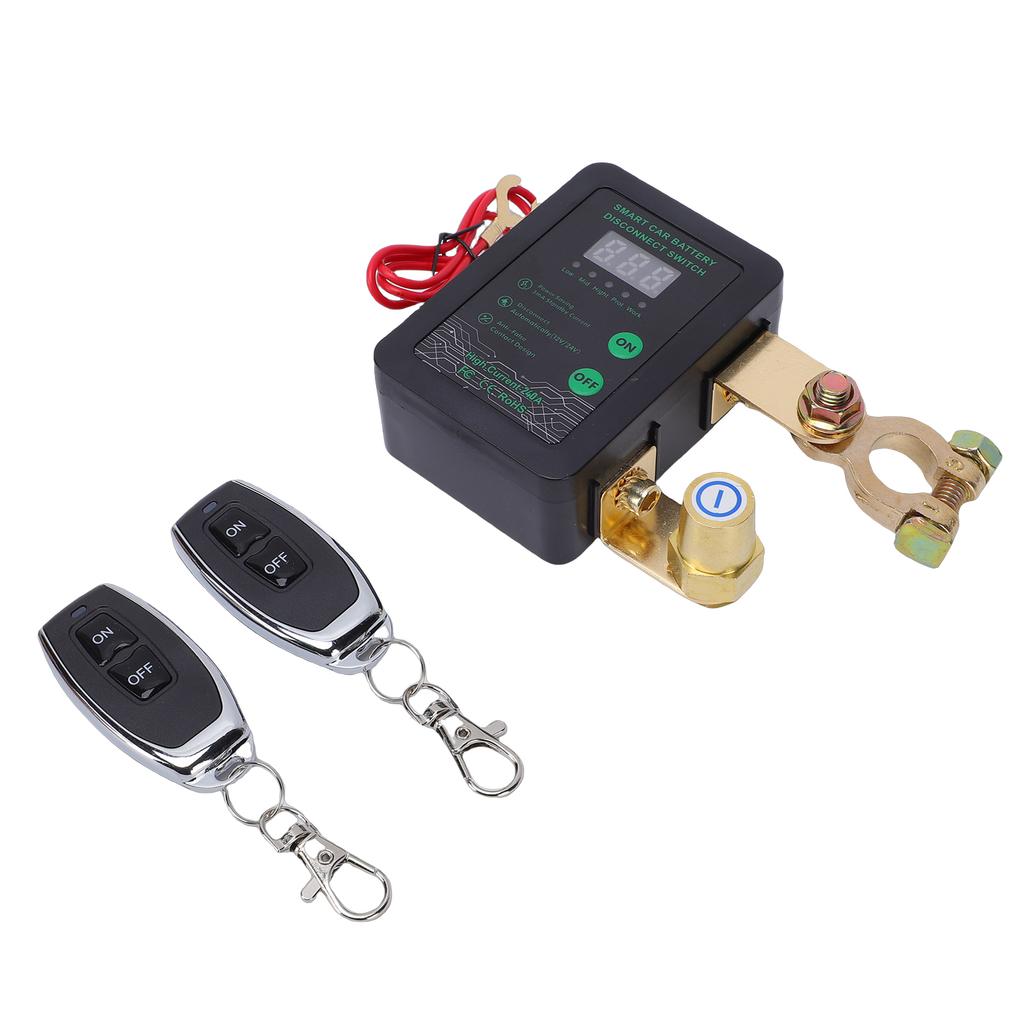 Digital Battery Disconnect Switch, 12V 24V Manual Remote Battery Isolator for Cars, SUVs, MPVs, EVs