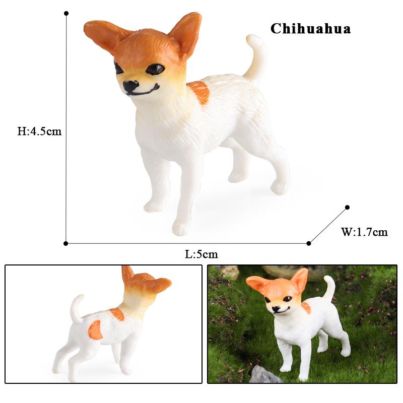 Oenux Dog Animals Model Bulldog Corgi Shiba Inu Husky Pug Schnauzer Chihuahua Puppy Figurines PVC Cute Collection Toy Kid Gift