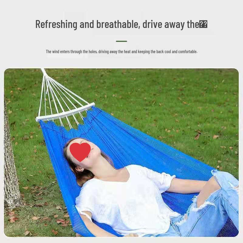 Breathable Ice Silk Hammock: Anti-Rollover Camping Swing with High Load Capacity, Small Mesh Design, Single/Double Size.