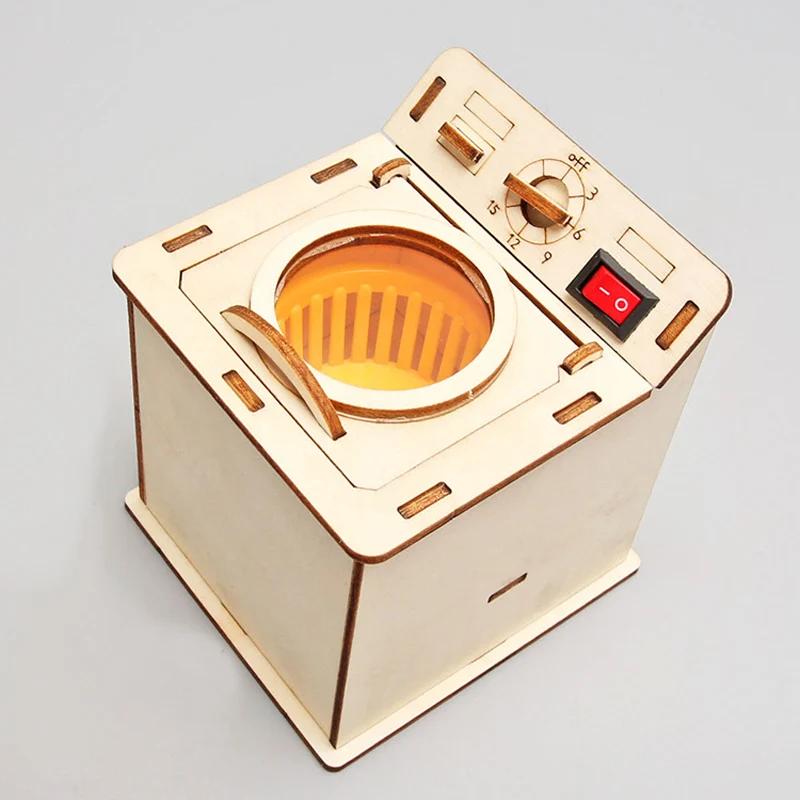 

Kids Science Toy Washing Machine Technology Gadget STEM Physics Wooden 3D Puzzle Kit Learning Educational Toys for Children светло-серый