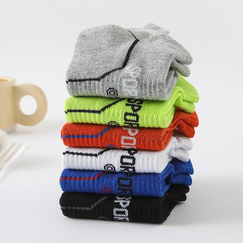 3/6/18 Pairs of Men's Knitted Odor Proof Fashionable Letter Socks  Sweat Absorbing Mesh Breathable Running Casual Sports Socks