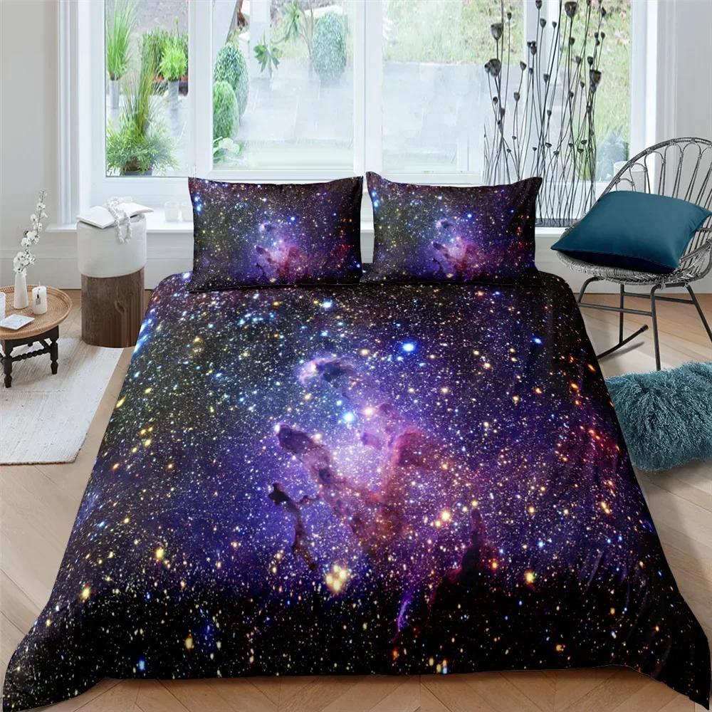 Cosmic Milky Way Comfortable Duvet Quilt Cover Pillowcase Bedding Set Children Bedroom Decoration Home Textile