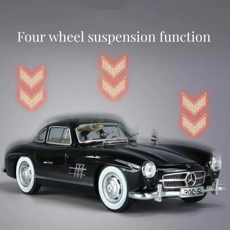 1:24 Mercedes 300SL Alloy Classic Vintage Car Model Car Model Diecast Metal Pull Back Sound Light Car For Children Gift