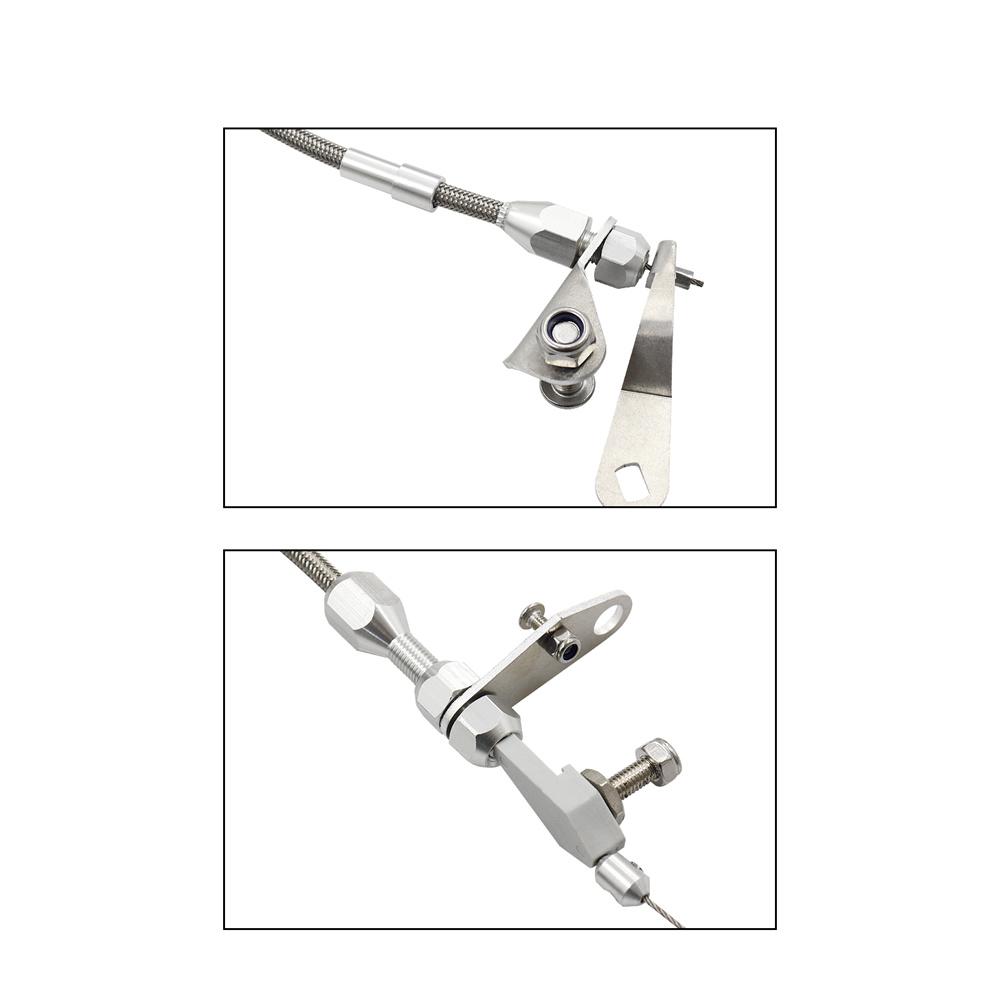 Stainless Braided Kick Down Cable Transmission Detent Fit For Ford C6 Trans C-6
