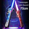 Children Colorful Glowing Sword Toys Telescopic Music Laser Sword 2-In-1 Rotating Decompression Toy Light Sword Kids Adult Toys