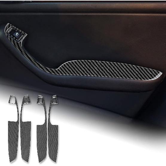 Carbon Fiber for BMW E46 1998-2006 Gear Shift Warning Button & Cup Holder Trim – Black Carbon Fiber Interior Panel Deco Cover.