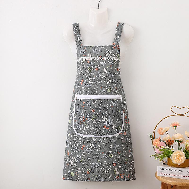

Floral princess apron kitchen household large pocket strap apron breathable wear-resistant princess apron